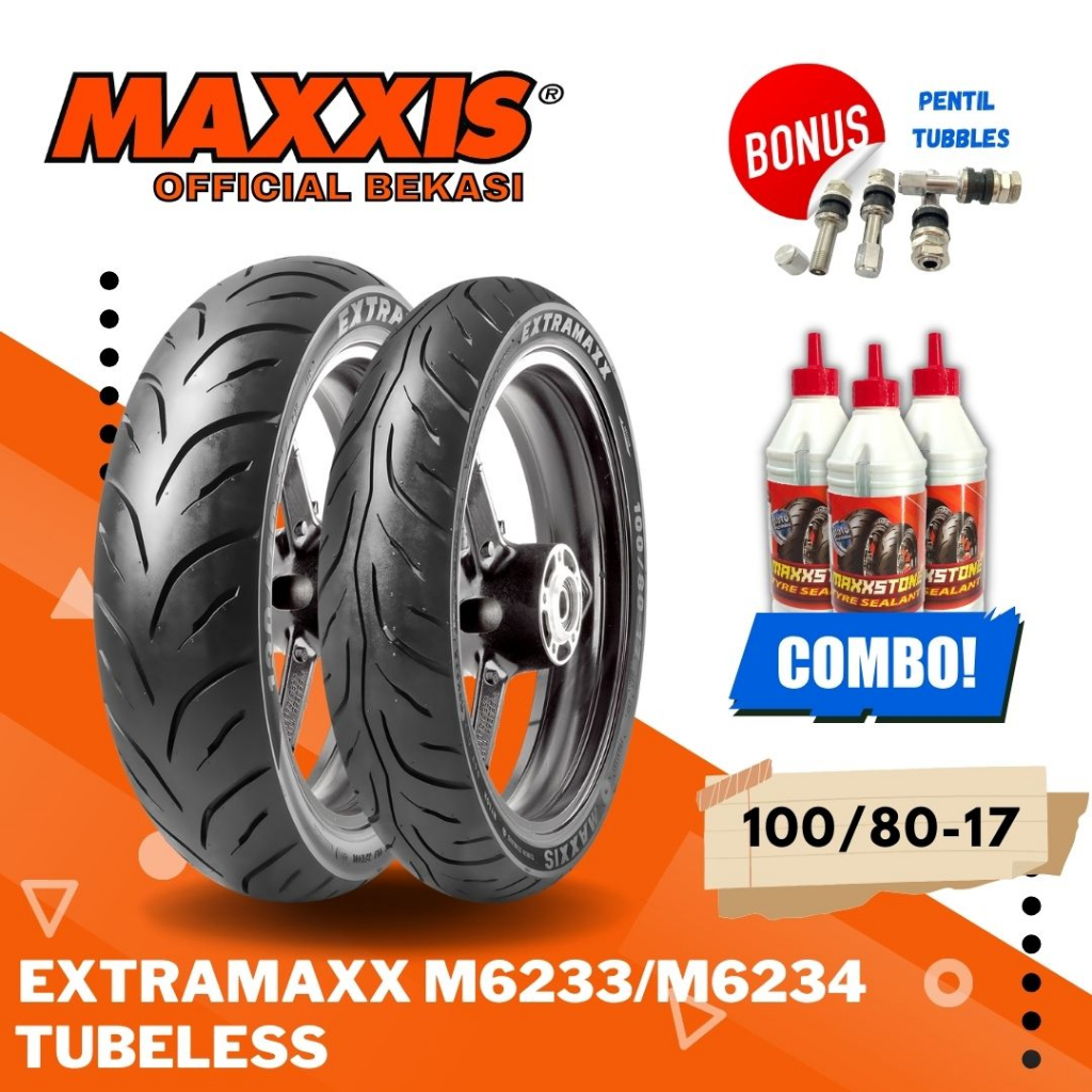 MAXXIS EXTRAMAXX RING 17 / 100 - 80 - 17 / BAN MAXXIS 100/80-17 / 100-80-17 BAN TUBELESS BAN LUAR / BAN MOTOR TUBLES