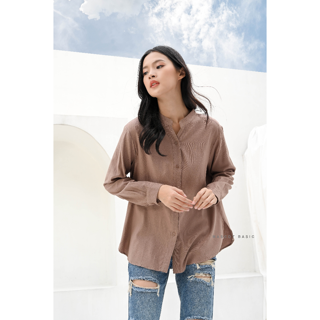 MASCOT Kemeja Flanel Premium Wanita / Blouse Polos Tangan Panjang M-2381