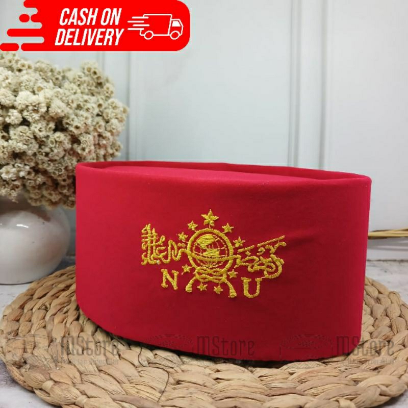 Peci Songkok Kopiah Merah NU Bordir/Peci Songkok Kopiah Biru NU Bordir/Peci NU/Peci Merah/Peci Biru/