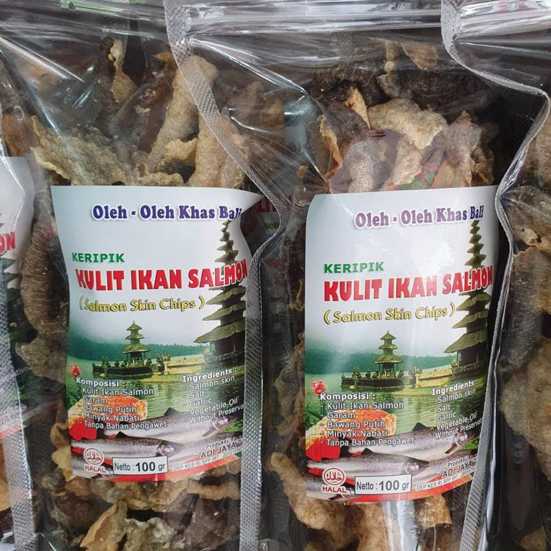 

Paket 8 pcs Keripik Kulit Ikan Salmon Adi Jaya. Berat 100 gram/pcs.