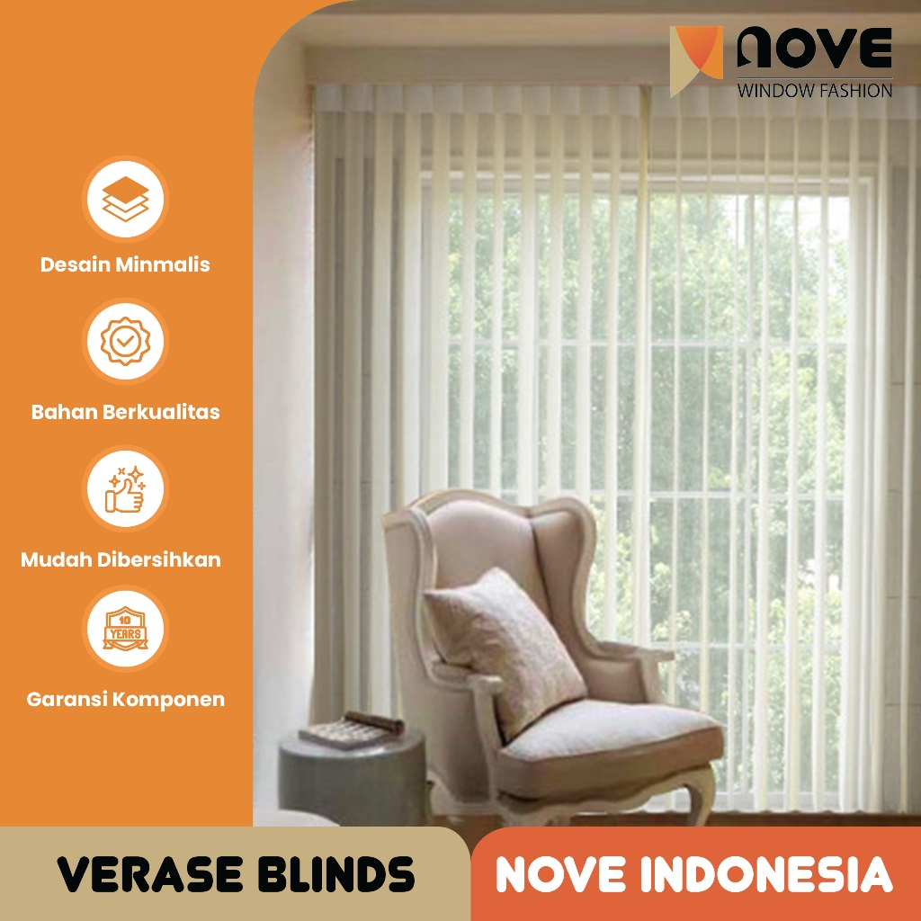 Nove Verase Blinds Dimout - Tirai Minimalis - Tirai Lipat Jendela - Tirai Jendela