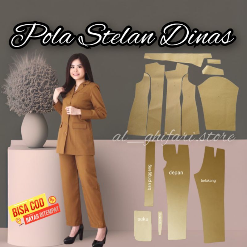 pola stelan kerja wanita/pola stelan dinas wanita(baju&celana) pola instan