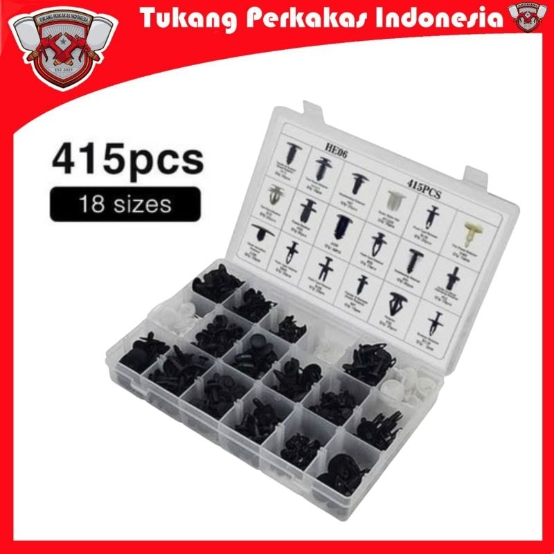 Baut klip rivet universal pengencang panel mobil bolt rivet set 415pcs