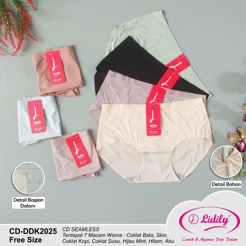 Lydyly 2025 CD Celana Dalam Wanita Seamless Transparan Polos Midi Fit M L