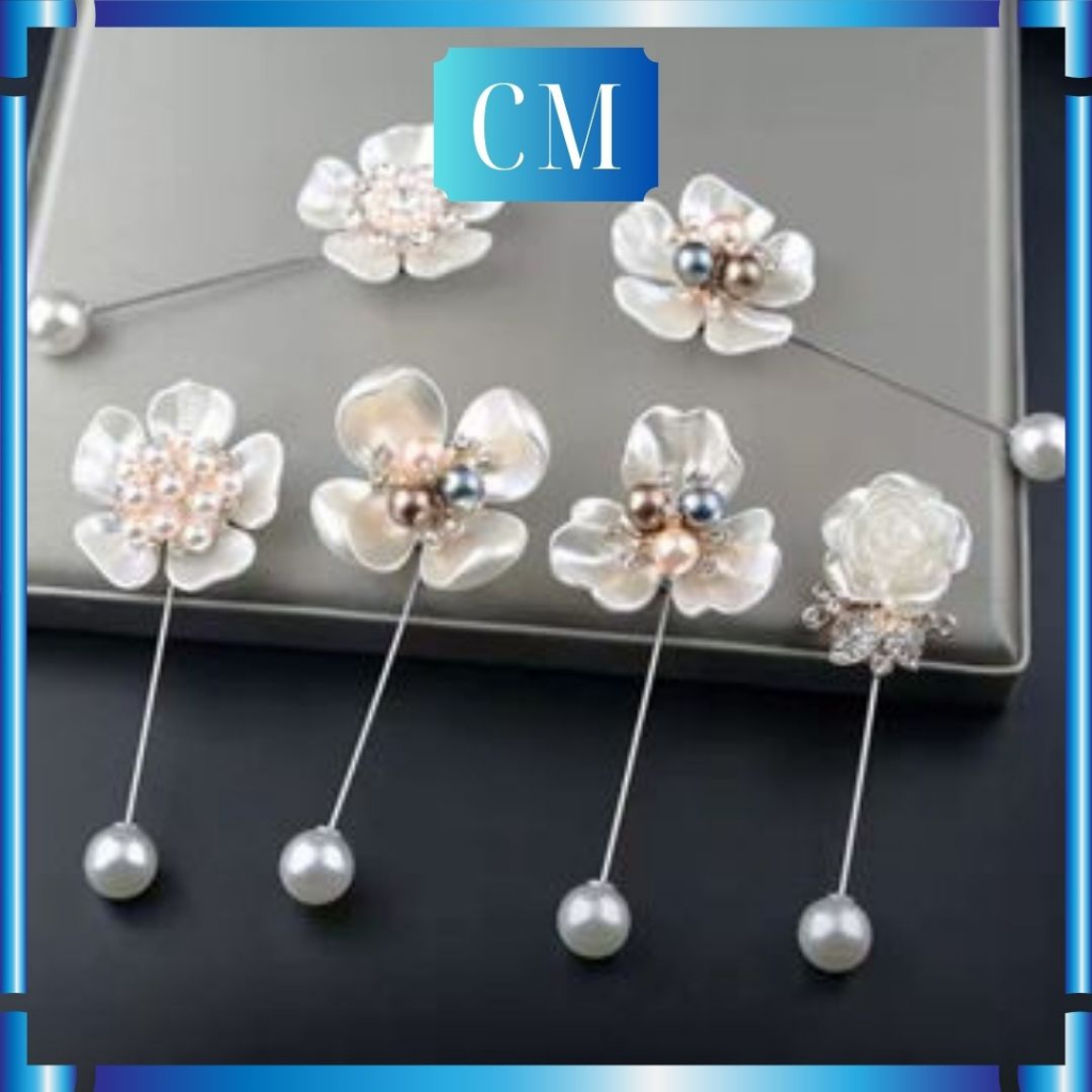 TUSPIN korsase camelia satu pin mutiara kerang bunga matahari bros
