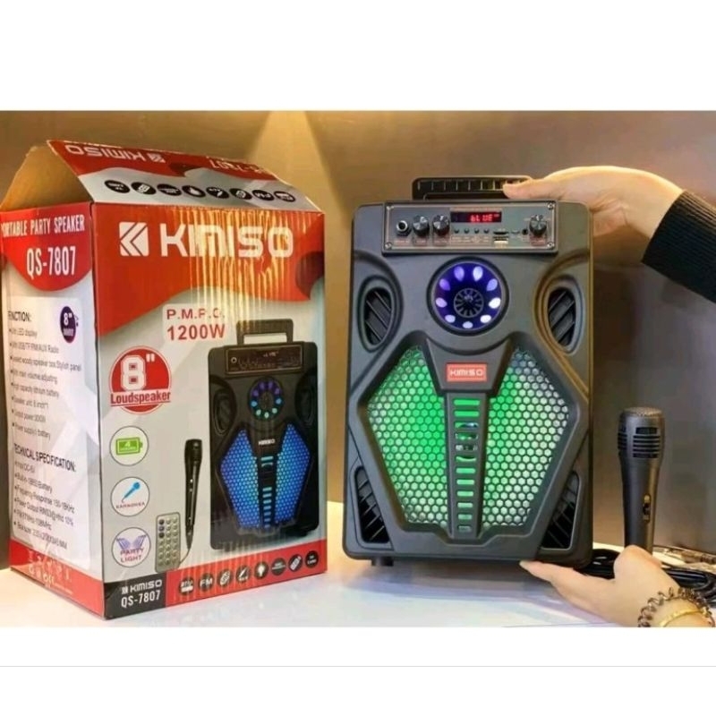 Speaker bluetooth portabel kimiso QS-7807 8inch speaker bluetooth super bass karaoke