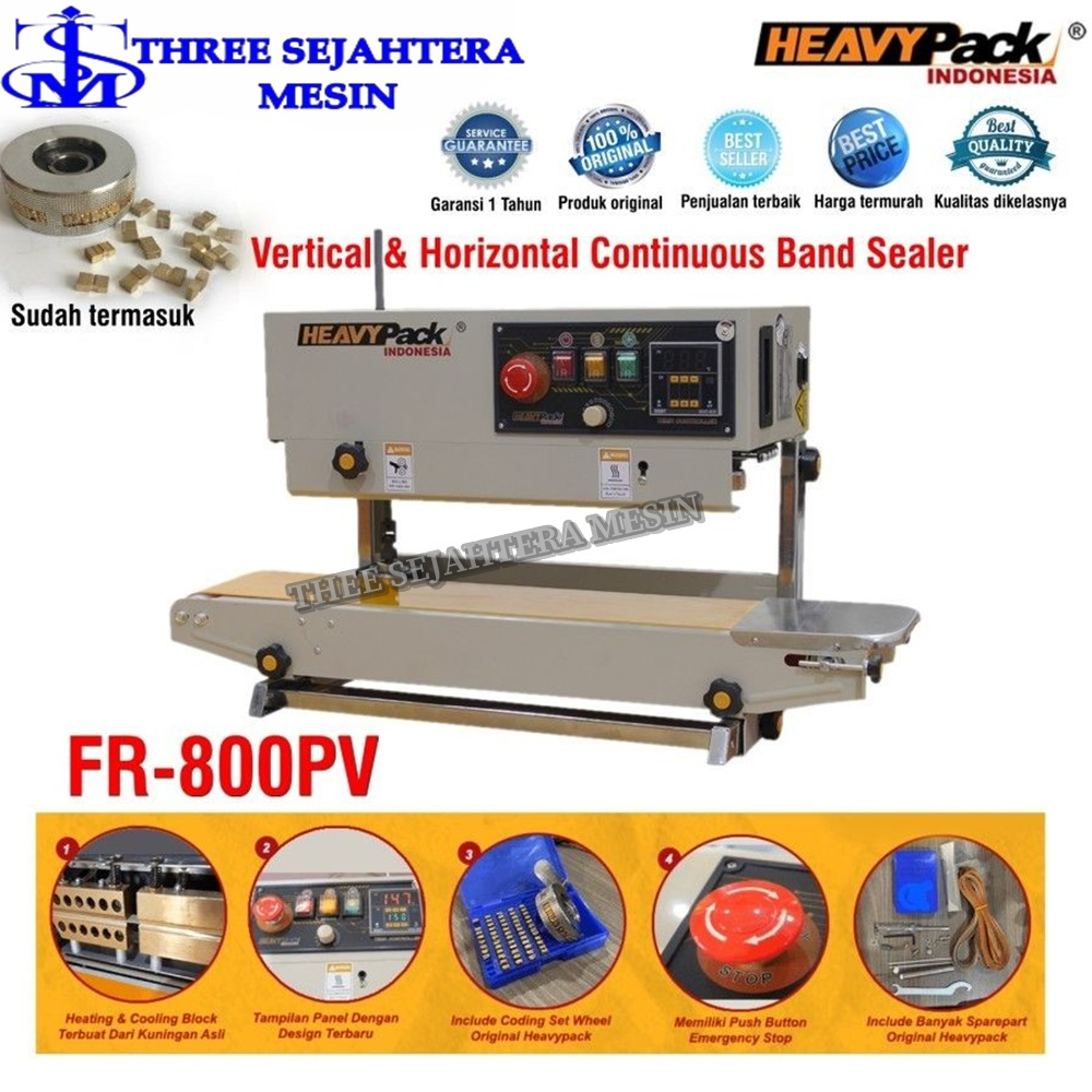 FR800 PV Mesin Press Segel Plastik Continuous Band Sealer FR-800PV Vertikal Heavypack