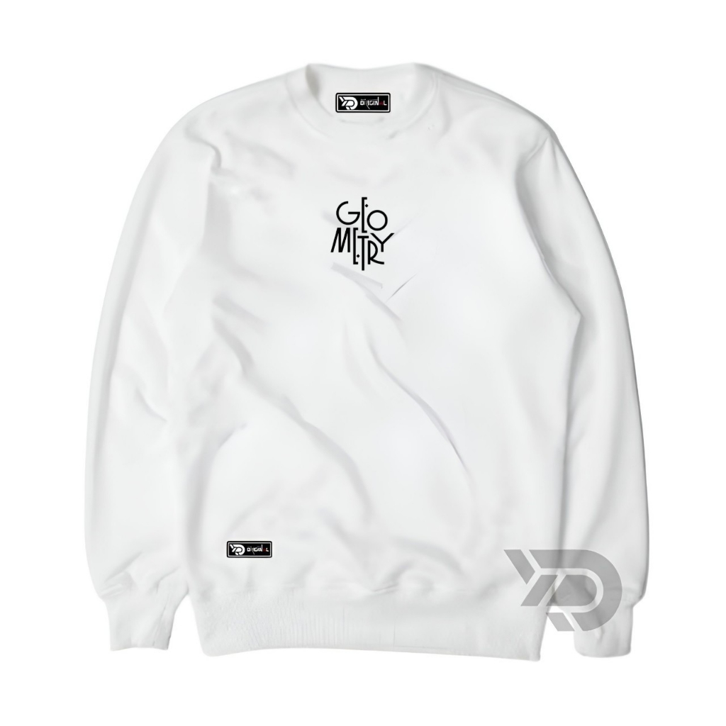 Sweater Putih Sweatshirt Crewneck Pria Basic Sablon Geometry Original Derva Clothing Suiter Creewnec