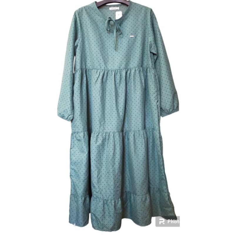 Tunik/midi dress poly katun polkadot kekinian, a line, flowy