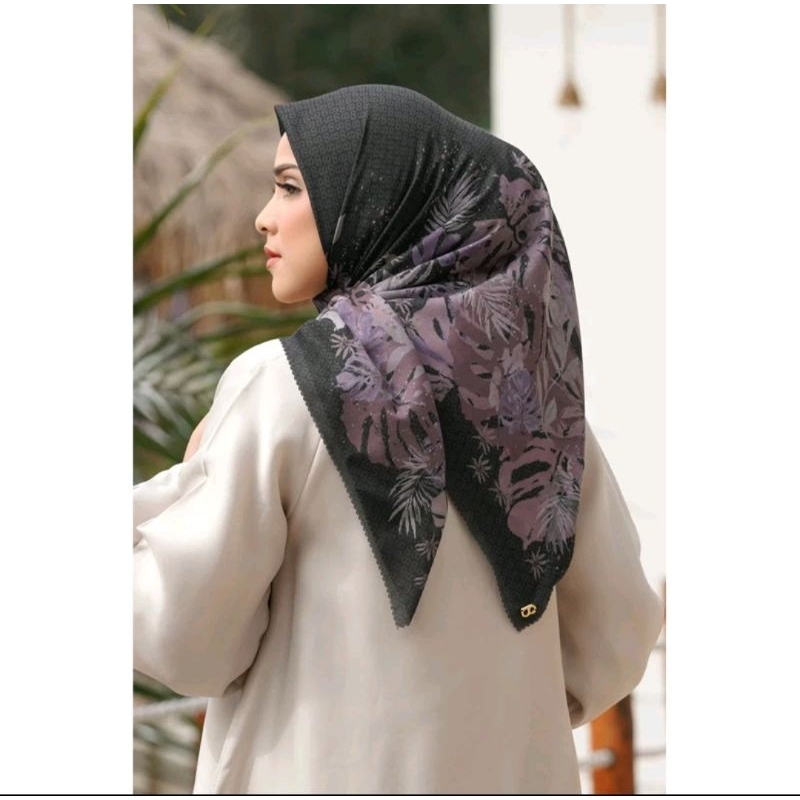 preloved scarf buttonscarves tropical extended BLACK EOLA