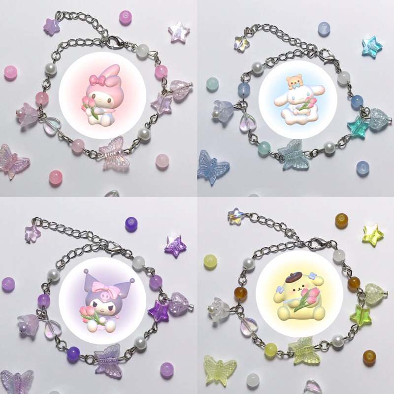 [BACA DESKRIPSI] GELANG MANIK SANRIO | SANRIO INSPIRED BRACELET | KUROMI MY MELODY CINNAMOROLL POMPO
