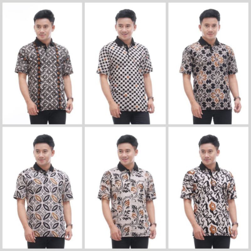 KAOS KERAH PRIA BATIK CAP BATANGAN ORIGINAL PEKALONGAN BATIK PREMIUM