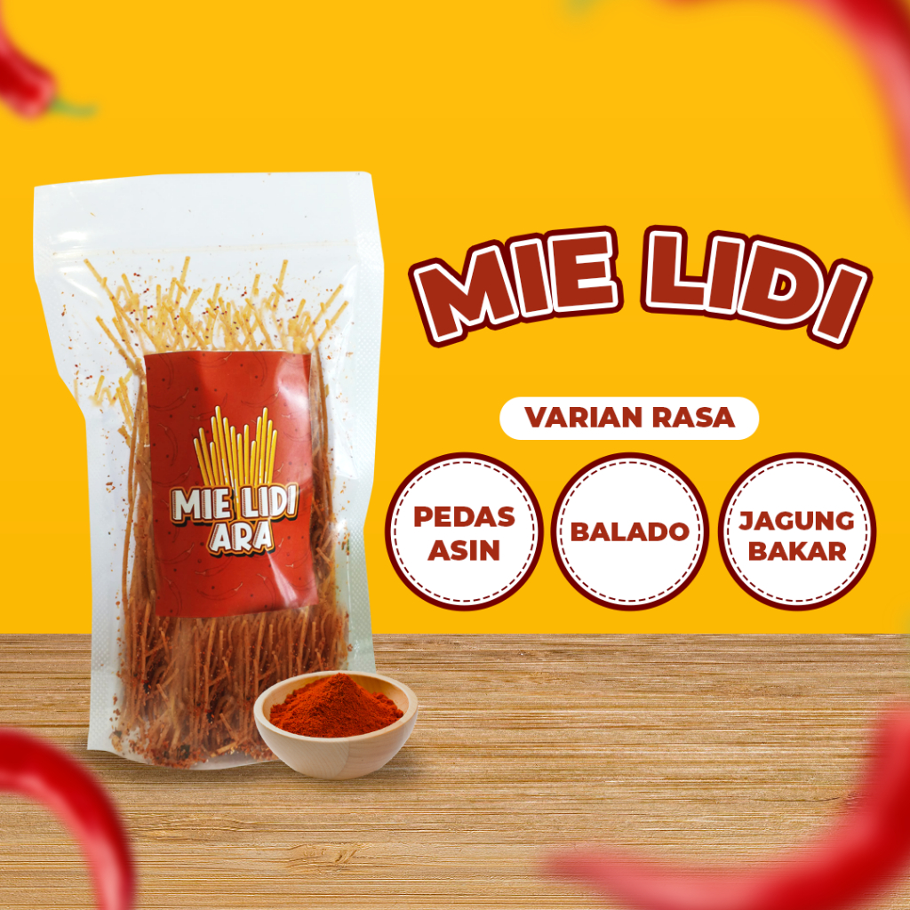 

Mie Lidi, Lidi-lidian, Mie Lidi Pedas Extra Daun Jeruk, Mie Lidi Aneka Rasa, Jajanan SD