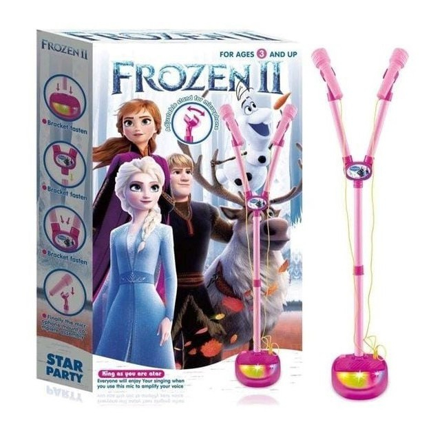 Mainan Karaoke Anak Frozen Double Mic / Mainan Edukasi / Mainan Anak Perempuan Menyanyi / Set Karaok