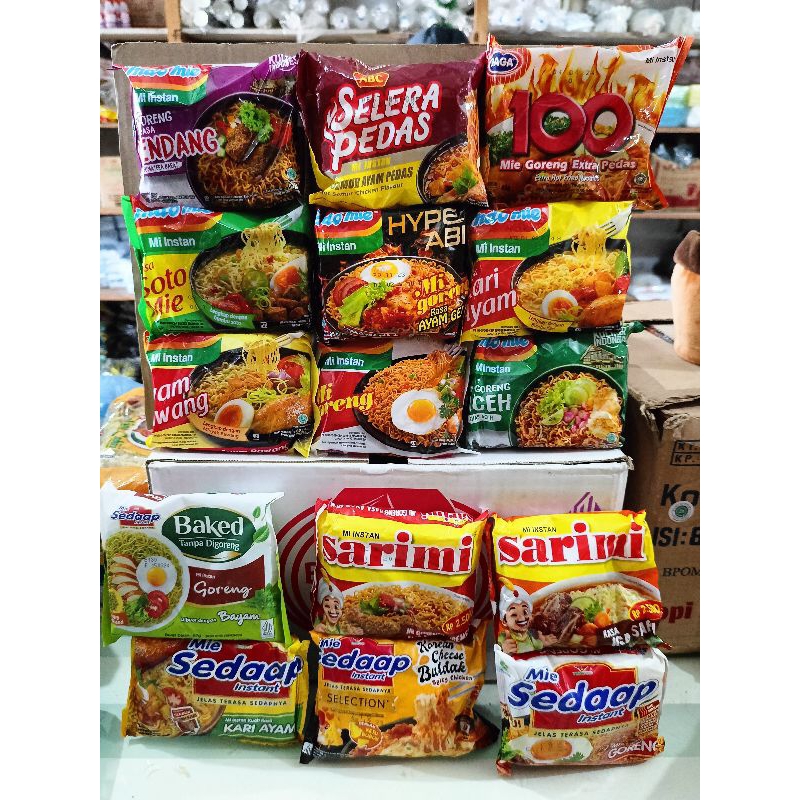 

Indomie , mie sedap, sarimi