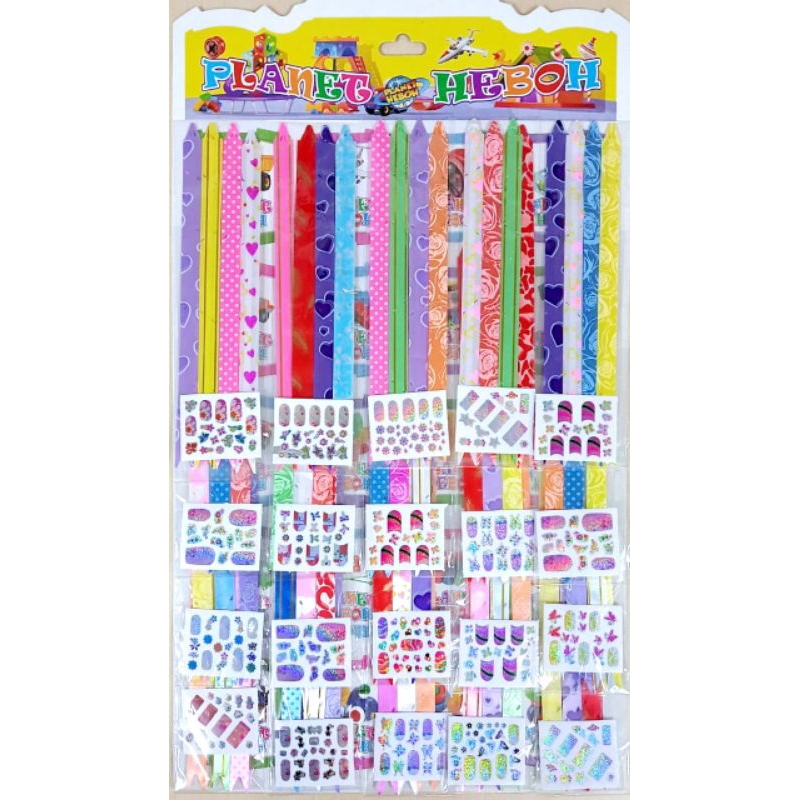 

1lembar isi 20x3pcs pita tarik+stiker lembaran