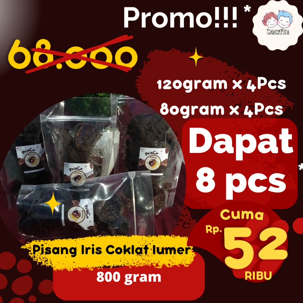 

PROMO Bundling PRISCO - Kripik Pisang Coklat Lumer - pisang lumer - pisang coklat lumer