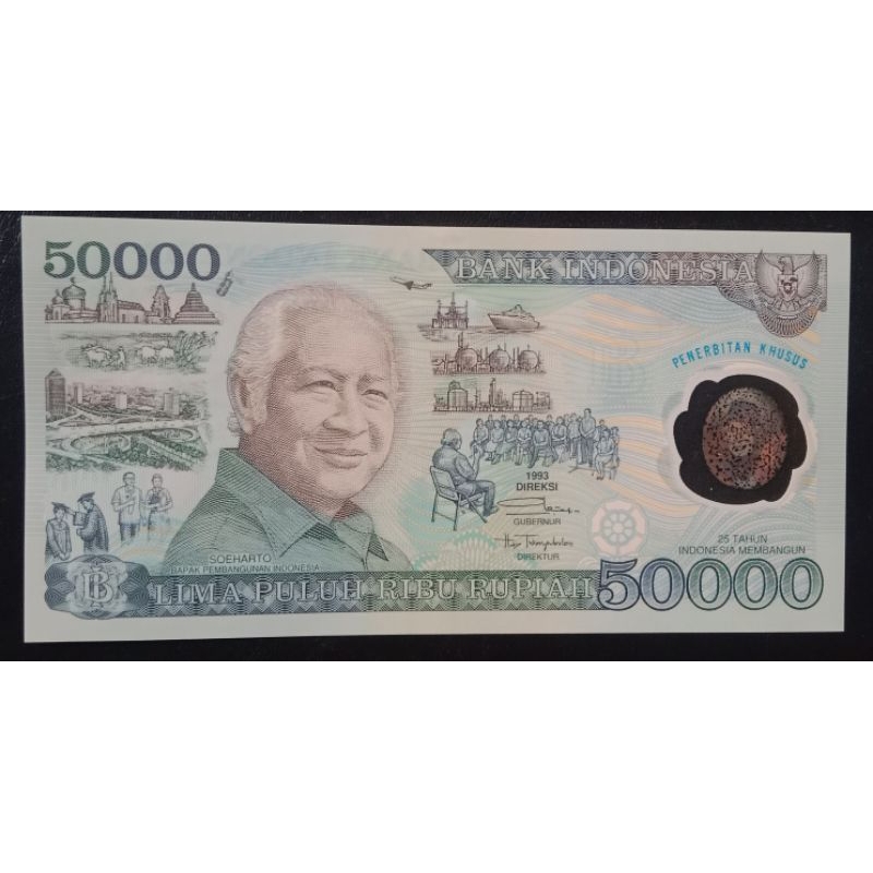 UANGKUNO 50.000 RUPIAH SUHARTO POLYMER THN 1993