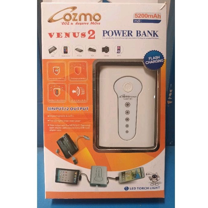 Sale Powerbank Cozmo Venus 2 Real Capacity 5200mah Ipad Mp3 PSP iphone camera Power bank