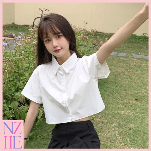 BAJU WANITA KEMEJA CROP TOP FASHION CEWEK KOREA