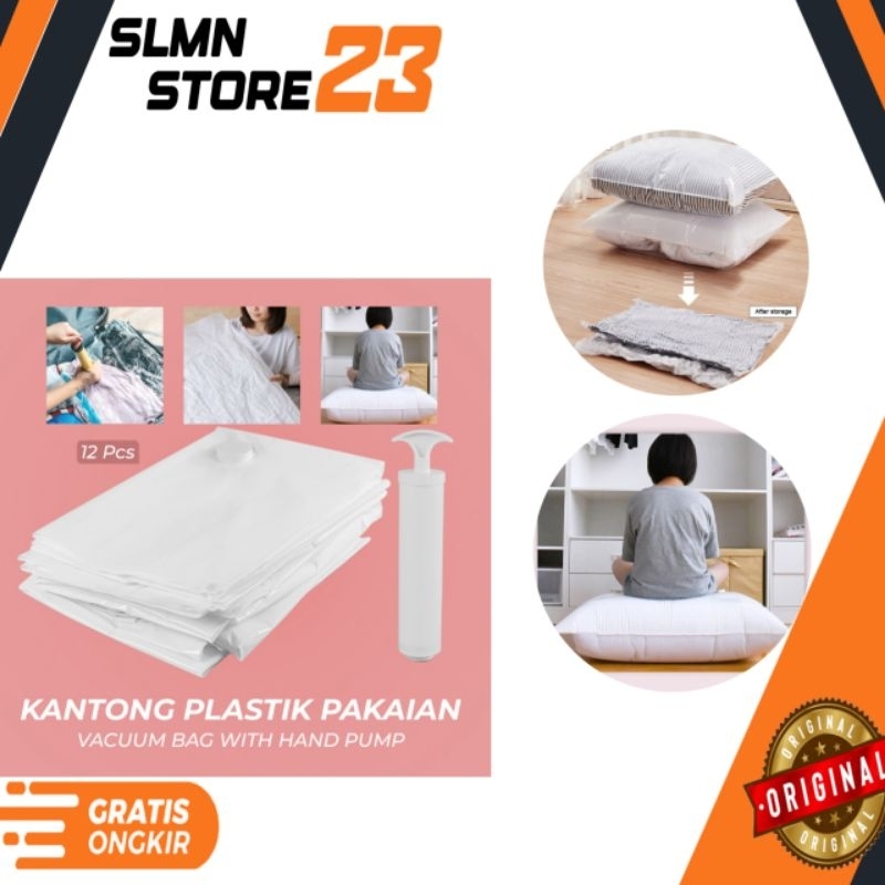 Kantong Plastik Pakaian Vacuum Compression Bag 12 PCS - WH021 - White