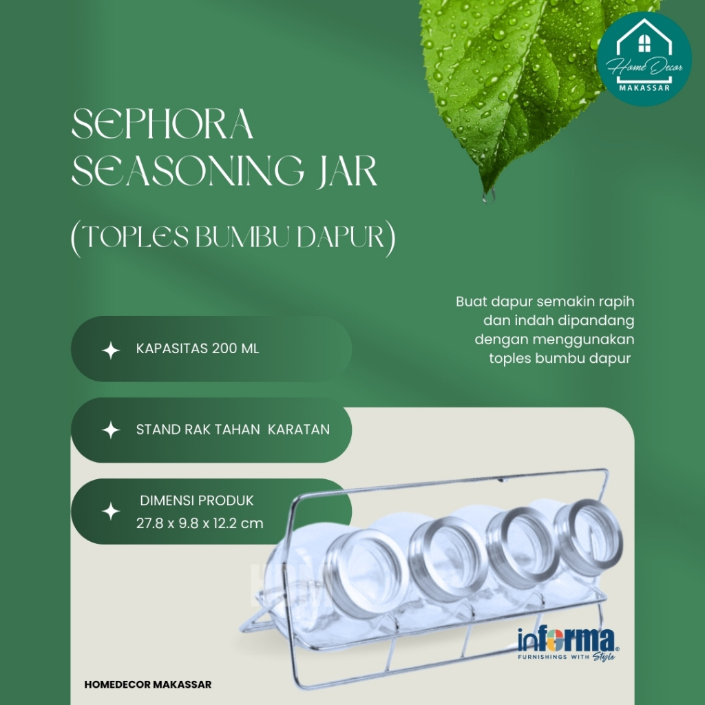 Informa Elemental Kitchen 200 Ml Set 4 Pcs Sephora Tempat Bumbu Seasoning Jar Toples Bumbu Dapur Wad