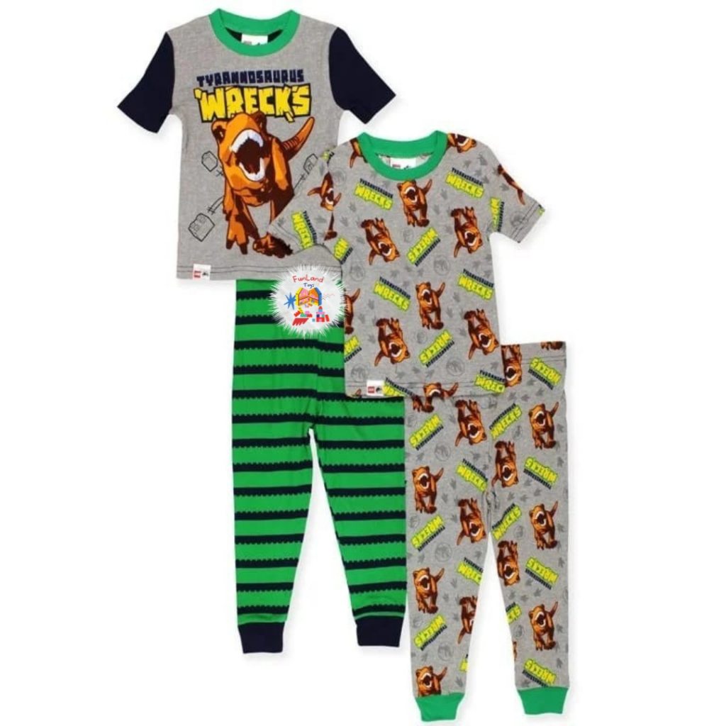 Lego Jurassic World Tyrannosaurus Wrecks Cotton Pajama Set 4pc Size 4T
