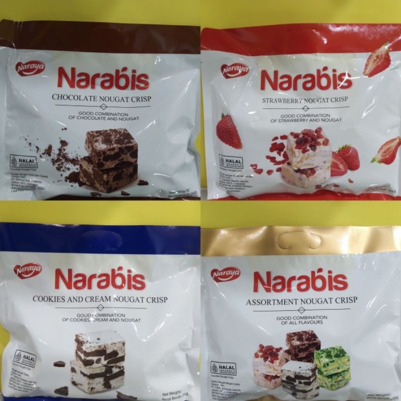 

NARAYA Narabis Nougat Crips | Nougat dengan Kukis | SNACK LEBARAN || Berat Bersih 200gr