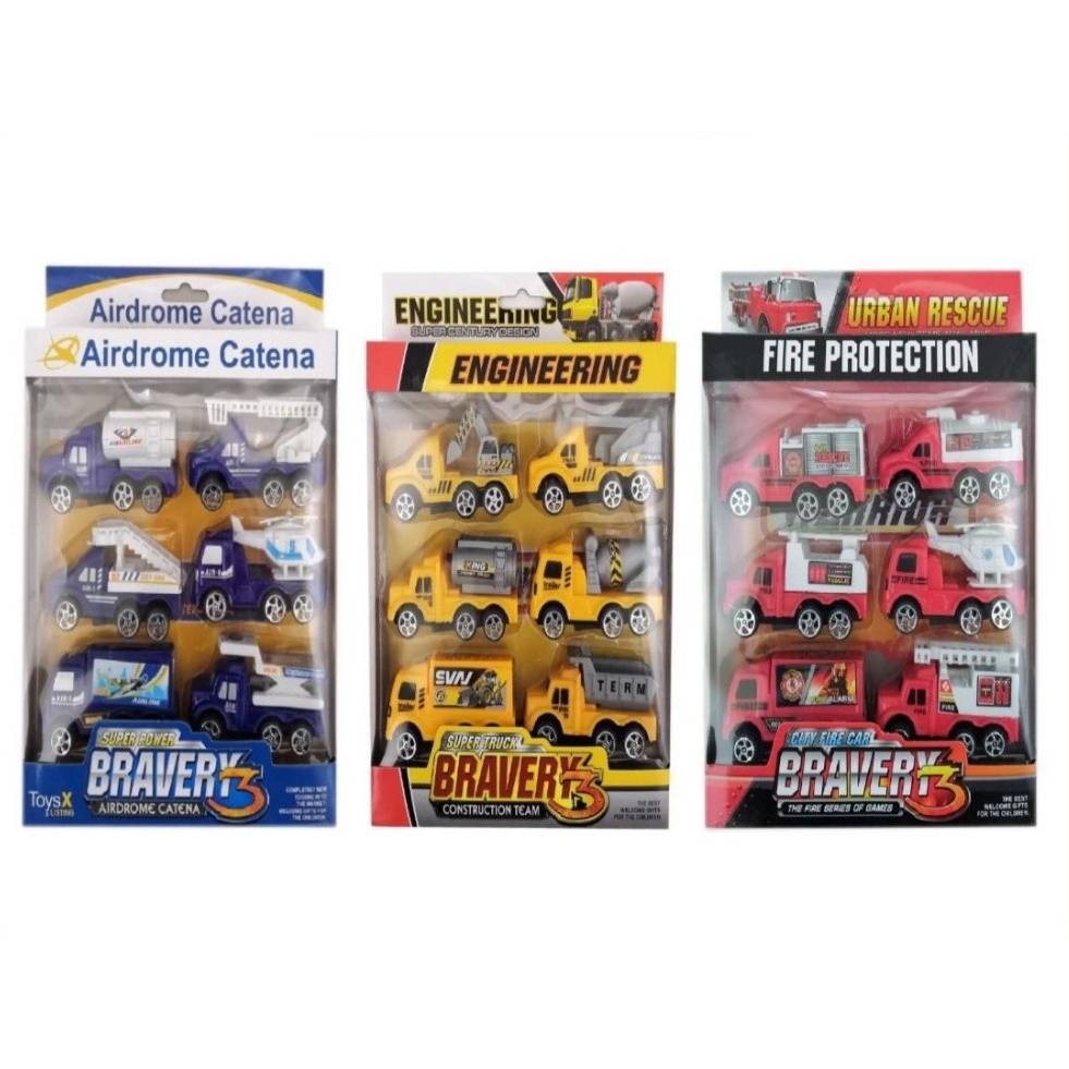 Mainan Mobil Mobilan Anak SUPER BRAVERY / Mainan Anak Diecast / Mainan Truk Konstruksi / Mainan Mobi