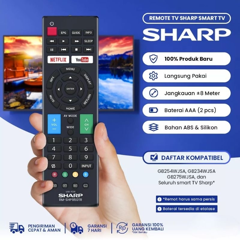 REMOT TV LED SHARP SMART TV YOUTUBE