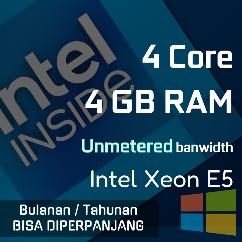 RDP Windows ⭐ 4 Core - 4 GB ⭐ Unmetered bandwidth @ 1Gbps port ⭐ BULANAN / TAHUNAN ⭐ Bisa Diperpanjang