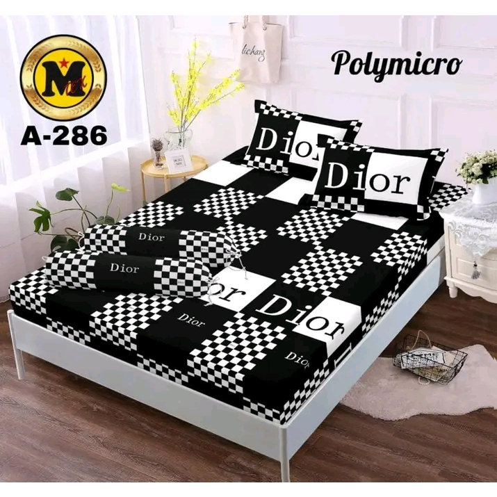 Sprei kotak hitam putih // Sprei corak LV // Sprei motif kotak-kotak // Sprei motif Dior // Seprei t