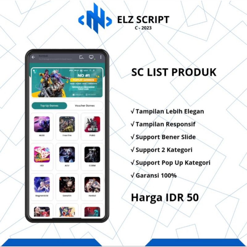 Script List Produk Bukaolshop