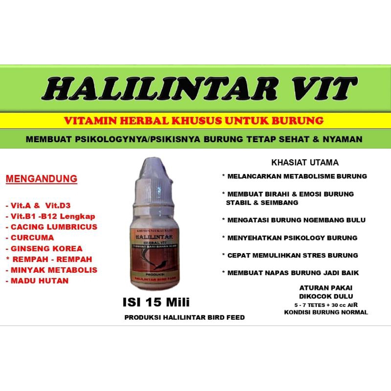 vitamin herbal burung murai halilintar 15ml bird feed