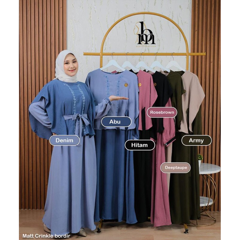 Adiba Dress crincle bordir ori bima fashion BM