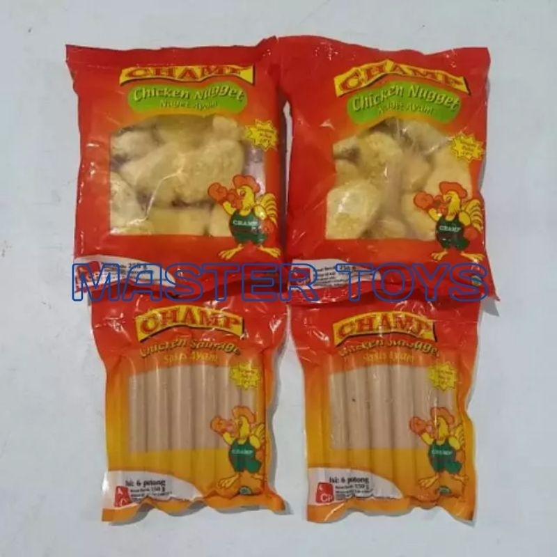 

Paket Champ Chicken Nugget 225gr + Sosis Ayam 150gr Isi 6 Pcs