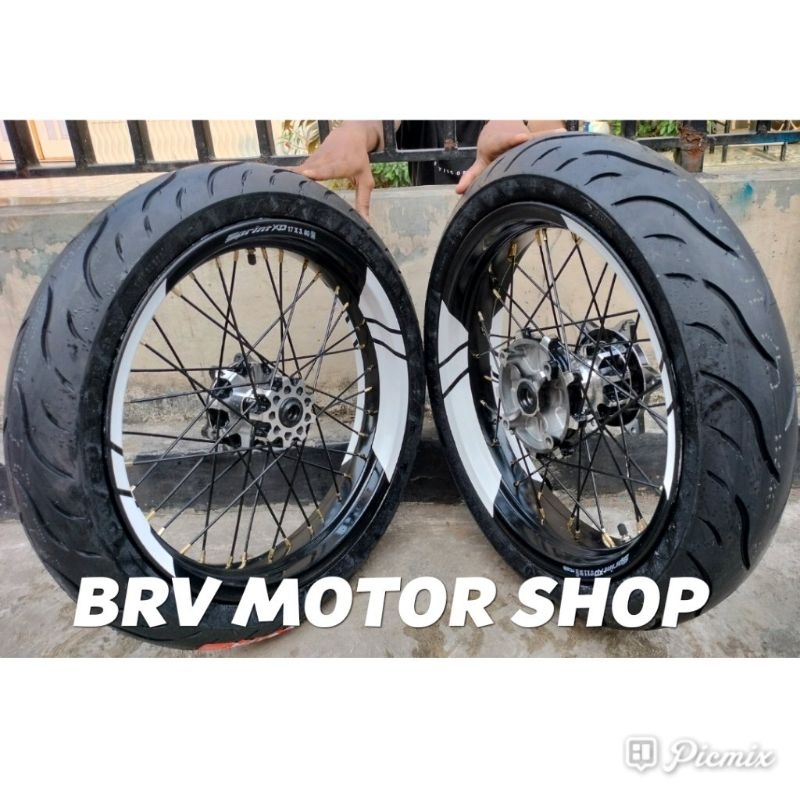BanSet Super Moto Crf150L  300-350-17 Tromol Ori Ban Maxxis Ring17