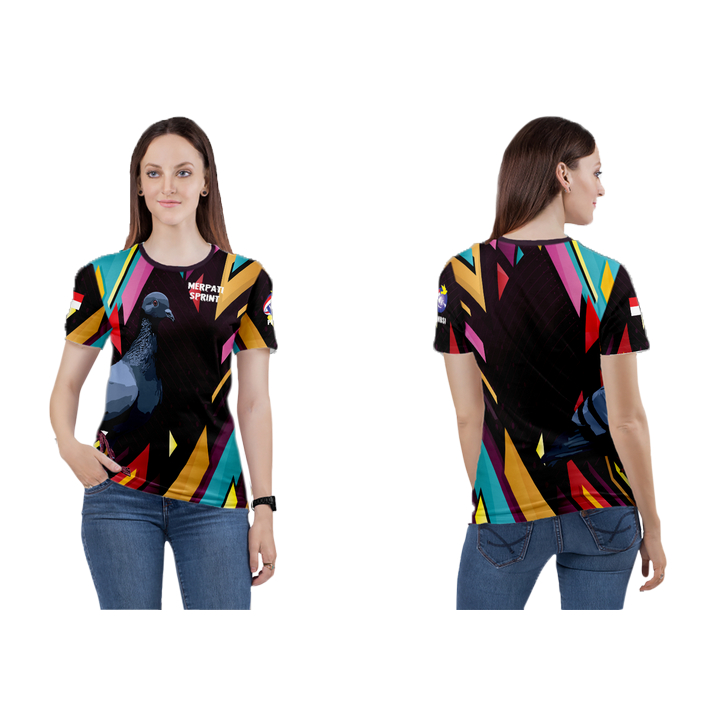 KAOS BAJU WANITA JERSEY MERPATI ART 4 FULLPRINTING 3D TERBARU 2024