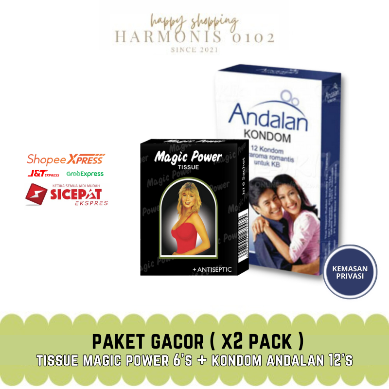 Tissue Magic Man Tisu Mejik Power Paket Untuk Pria (6 Pcs) + Kondom Andalan (12 Pcs) Bergerigi