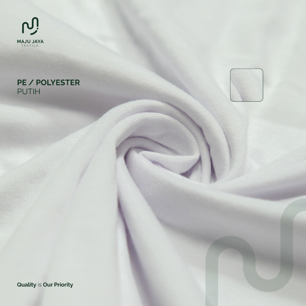 MAJU JAYA TEXTILE - Kain PE 40s 45" DK / Bahan Kaos Polyester 40s 45" Double Knitting - Putih