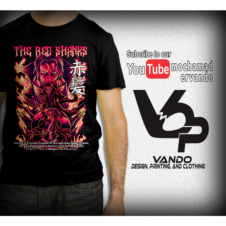KAOS T-SHIRT ANIME ONE PIECE SHANKS RED | HITAM | ONE PIECE SERIES