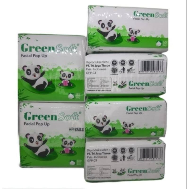 Tissue Green Soft Pop Up Facial Tissue Meja Makan 6pcs