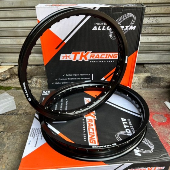 Velg Almini TK Racing W Shape Hole 36 Ukuran 185 Ring 17 Warna Hitam Velg Jari Jari Motor