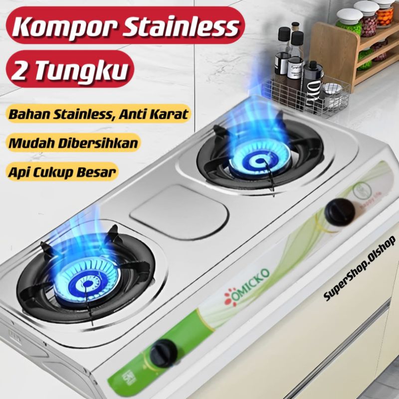 Kompor Gas 2 Tungku / Kompor Gas Stainless Steel / Kompor Stainless Anti Karat