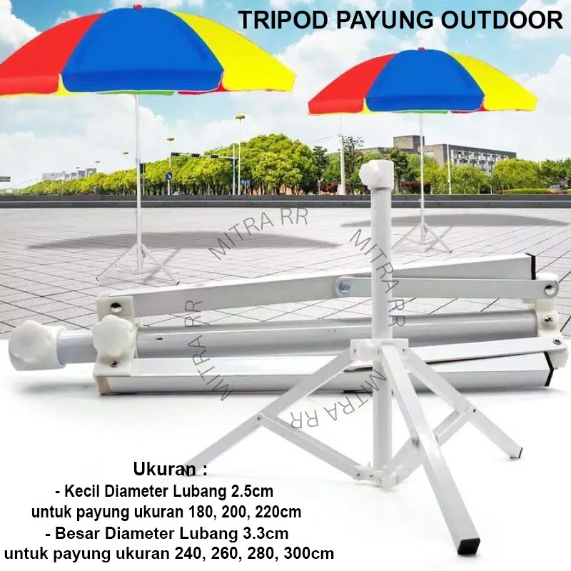 Tripod Penyangga Payung Pantai | Dudukan Payung Tenda Ukuran Kecil dan Besar