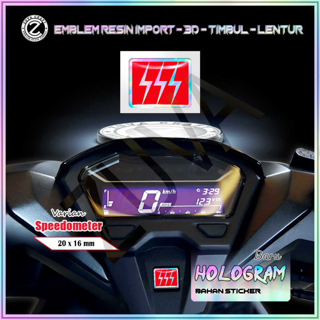 EMBLEM HOLOGRAM SPIDOMETER HONDA LOGO SSS MERAH STIKER TIMBUL AKSESORIS MOTOR STICKER SPEEDOMETER