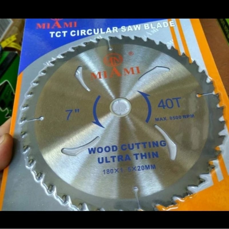 MATA GERGAJI CIRCULAR SAW 7" 40T TCT SUPER THIN RING 16MM AS GERINDA