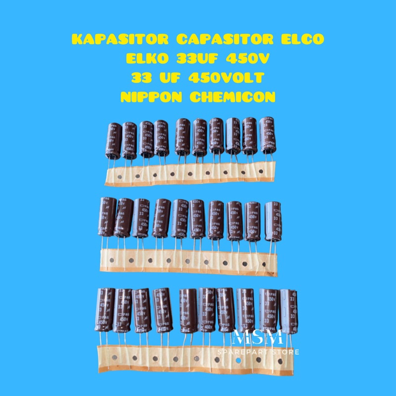 KAPASITOR CAPASITOR ELCO ELKO 33UF 450V 33 UF 450VOLT NIPPON CHEMICON