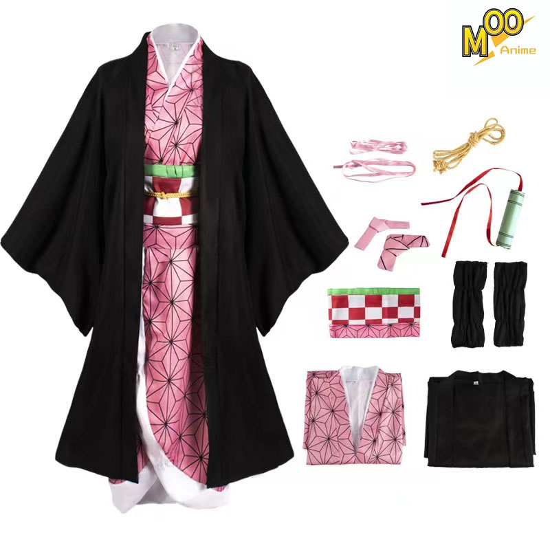 Nezuko Cosplay Demon Slayer Nezuko Costume for Kids Nezuko Shirt anime cosplay set and wig