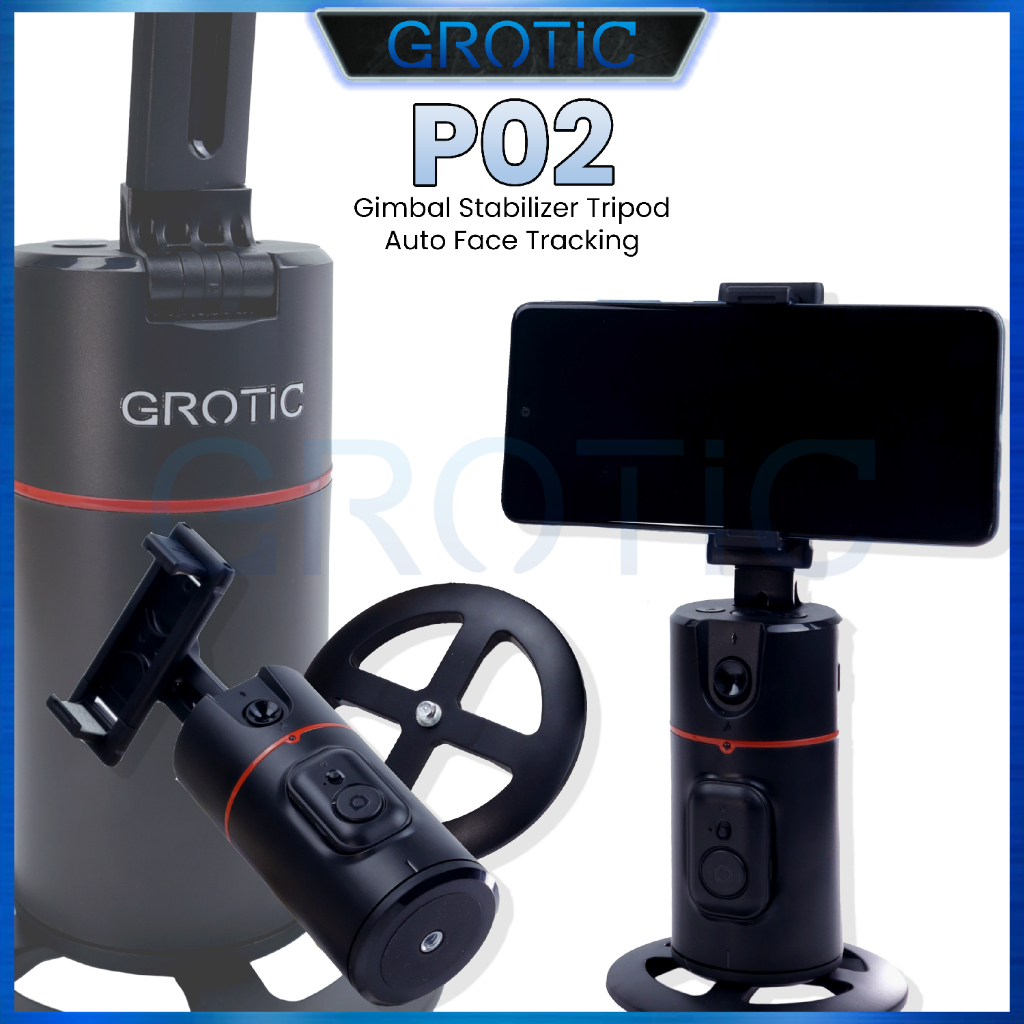 GROTIC Gimbal Stabilizer Handphone Auto Face Tracking Camera 360° Gesture Control P02-1